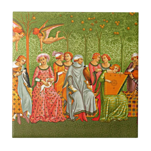 Mediaeval Art - Le Songe de la Vie by Orcagna Tile (Front)