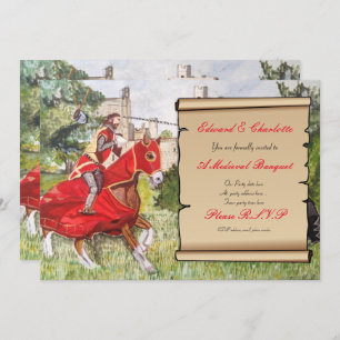 Mediaeval Banquet Invitation Jousting Horses