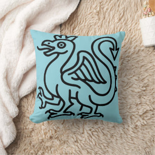 Mediaeval Basilisk Sigil Fantasy Heraldry Mythical Cushion