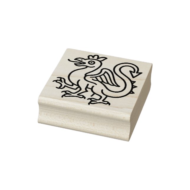 Mediaeval Basilisk Sigil Fantasy Heraldry Mythical Rubber Stamp (Stamp)