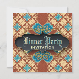 Mediaeval Batik Tartan Dinner Party Invitations
