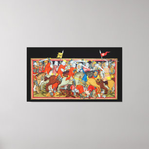 Mediaeval battle unique manuscript illumination canvas print