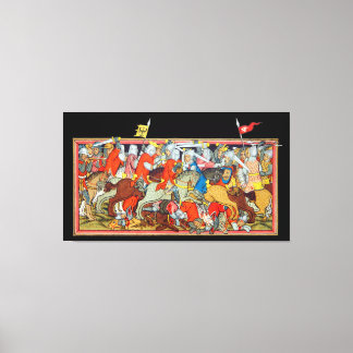 Mediaeval battle unique manuscript illumination canvas print
