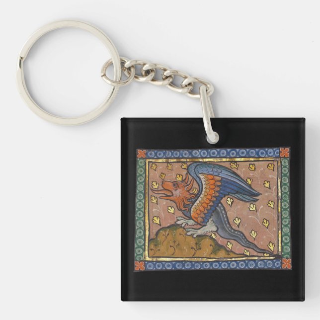 Mediaeval Bestiary Dragon c. 1270 Key Ring (Front)