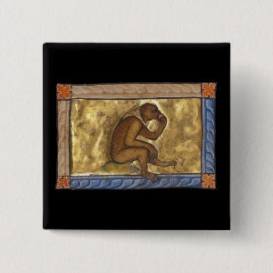 Mediaeval Bestiary Monkey c. 1270 15 Cm Square Badge