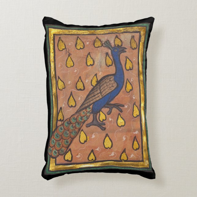 Mediaeval Bestiary Peacock c. 1270 Decorative Cushion (Front(Vertical))