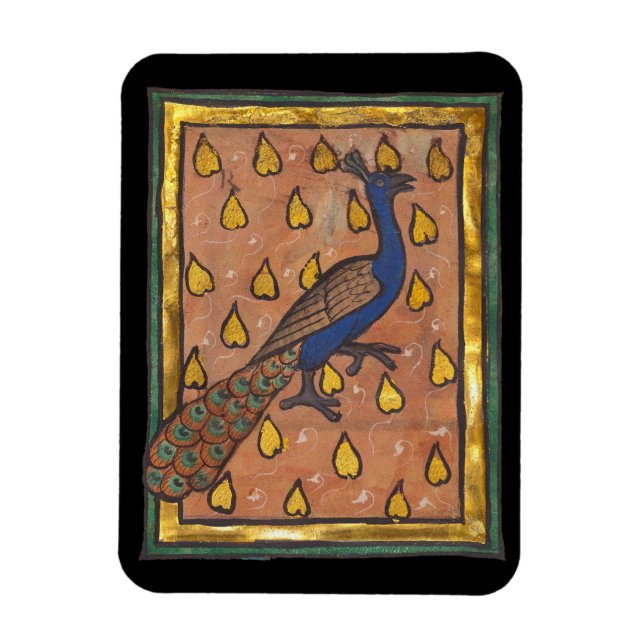 Mediaeval Bestiary Peacock c. 1270 Magnet (Vertical)