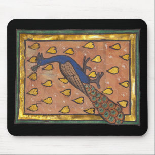 Mediaeval Bestiary Peacock c. 1270 Mouse Mat
