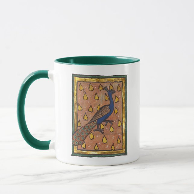 Mediaeval Bestiary Peacock c. 1270 Mug (Left)