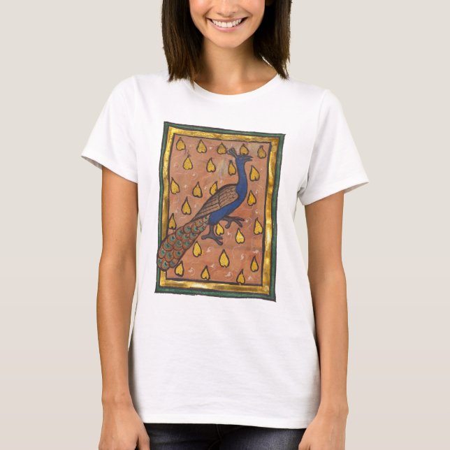 Mediaeval Bestiary Peacock c. 1270 T-Shirt (Front)