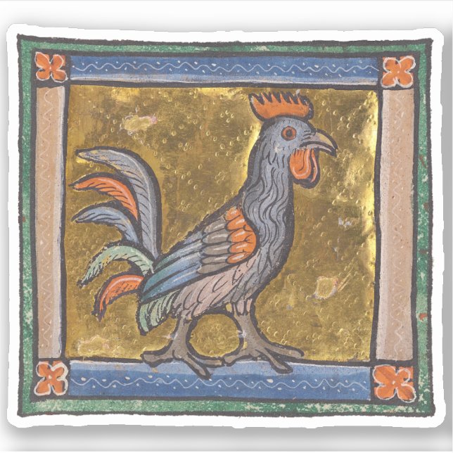 Mediaeval Bestiary Rooster c. 1270 (Front)