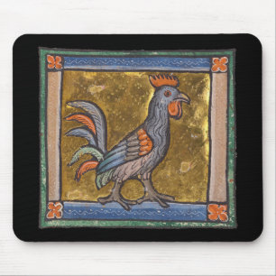 Mediaeval Bestiary Rooster c. 1270 Mouse Mat