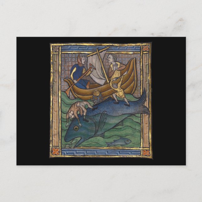 Mediaeval Bestiary Whale c. 1270 Postcard (Front)