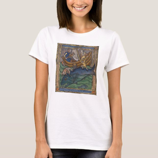Mediaeval Bestiary Whale c. 1270 T-Shirt (Front)