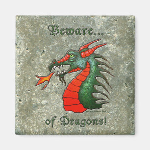 Mediaeval Beware Dragons Magnet