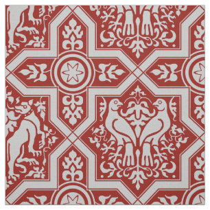 Mediaeval Birds and Hounds Interlace Fabric