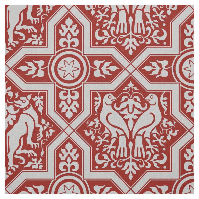 Mediaeval Birds and Hounds Interlace Fabric (Swatch)