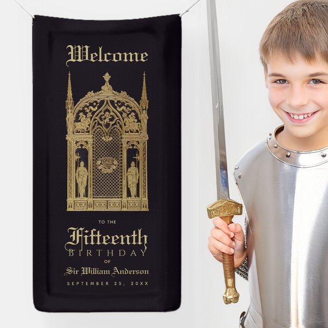 Mediaeval Birthday Welcome Gothic Knight Black Gol Banner (Creator Uploaded)