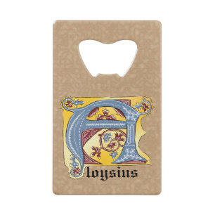 Mediaeval Blue and Red Ivy Illuminated Letter A