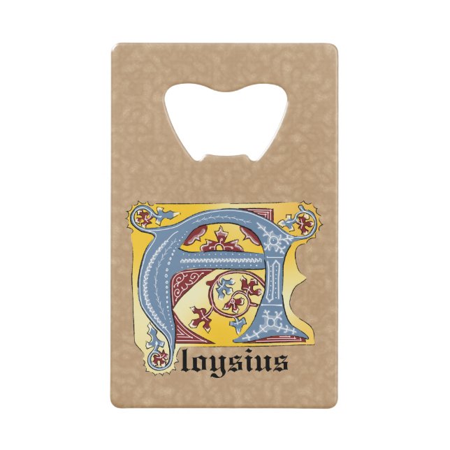 Mediaeval Blue and Red Ivy Illuminated Letter A (Front)
