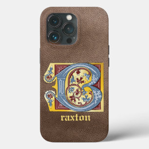 Mediaeval Blue and Red Ivy Illuminated Letter B iPhone 13 Pro Case