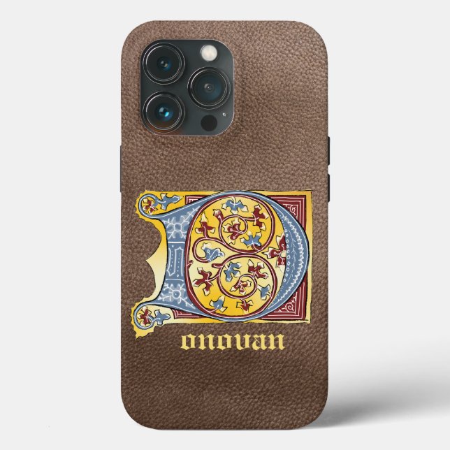Mediaeval Blue and Red Ivy Illuminated Letter D Case-Mate iPhone Case (Back)
