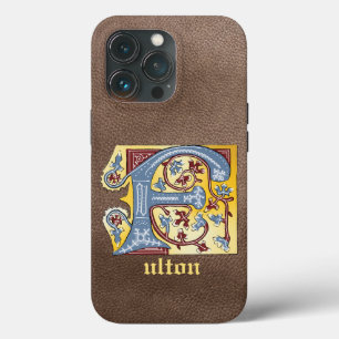 Mediaeval Blue and Red Ivy Illuminated Letter F iPhone 13 Pro Case