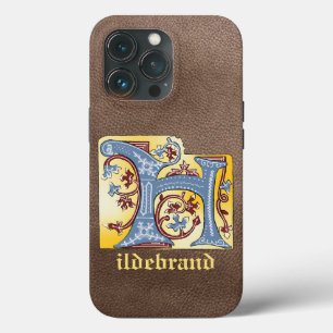 Mediaeval Blue and Red Ivy Illuminated Letter H iPhone 13 Pro Case