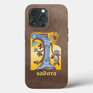 Mediaeval Blue and Red Ivy Illuminated Letter I iPhone 13 Pro Case