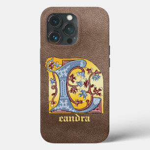 Mediaeval Blue and Red Ivy Illuminated Letter L iPhone 13 Pro Case
