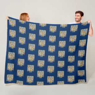 Mediaeval Blue and Red Ivy Illuminated Letter M Fleece Blanket