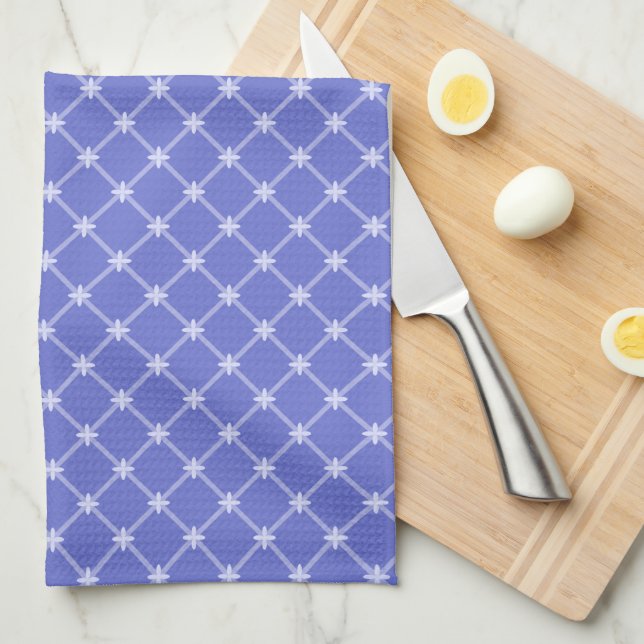 Mediaeval Blue Diagonal Pattern Tea Towel (Quarter Fold)