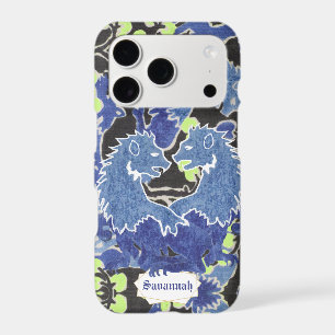 Mediaeval Blue Lion on Floral Pattern