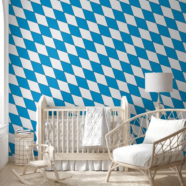 Mediaeval Blue White Bavaria Diamond Shaped Wallpaper (Kids)