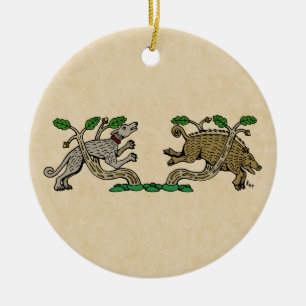 Mediaeval Boar Hunt Ceramic Tree Decoration