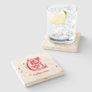Mediaeval Botanical Decorative Capital C Stone Coaster