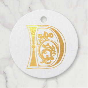 Mediaeval Botanical Decorative Capital D Favour Tags