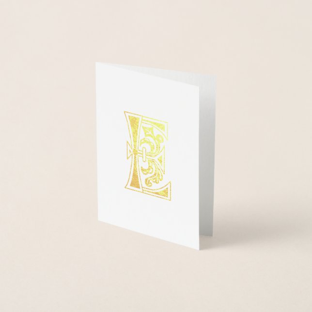 Mediaeval Botanical Decorative Capital E Foil Card (Front)
