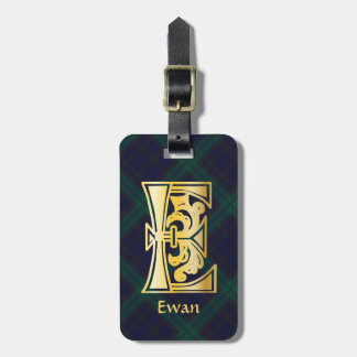 Mediaeval Botanical Decorative Capital E Luggage Tag