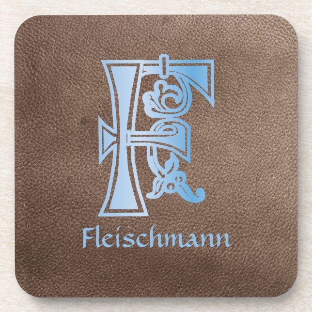 Mediaeval Botanical Decorative Capital F Coaster (Front)