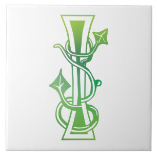 Mediaeval Botanical Decorative Capital I Tile