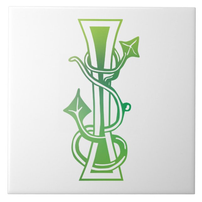 Mediaeval Botanical Decorative Capital I Tile (Front)