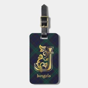 Mediaeval Botanical Decorative Capital J Luggage Tag