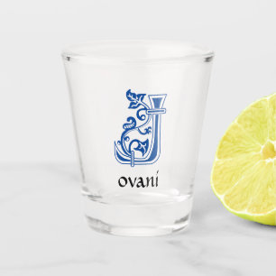 Mediaeval Botanical Decorative Capital J Shot Glass