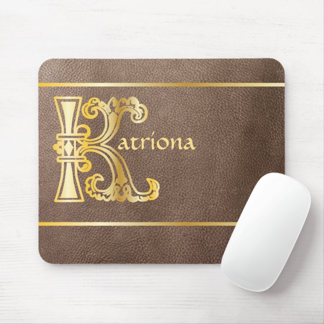 Mediaeval Botanical Decorative Capital K Mouse Mat (With Mouse)