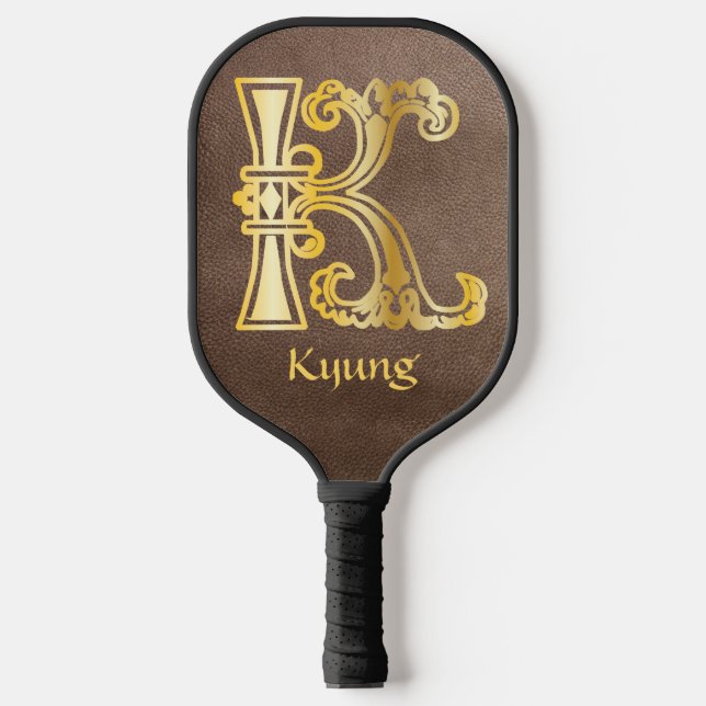 Mediaeval Botanical Decorative Capital K Pickleball Paddle (Front)