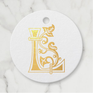 Mediaeval Botanical Decorative Capital L Favour Tags