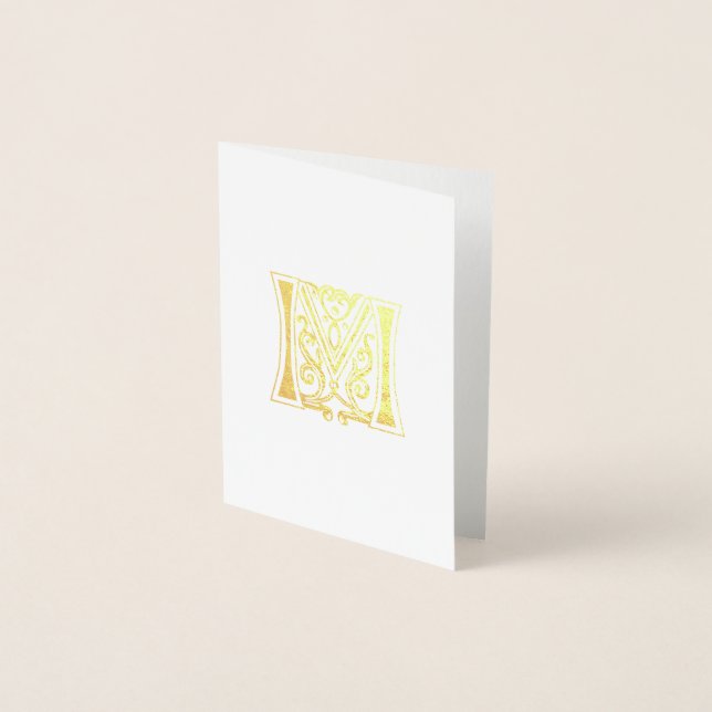 Mediaeval Botanical Decorative Capital M Foil Card (Front)