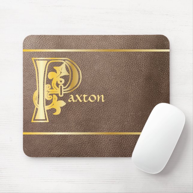 Mediaeval Botanical Decorative Capital P Mouse Mat (With Mouse)