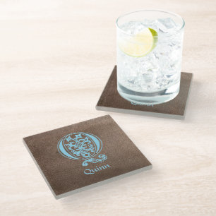 Mediaeval Botanical Decorative Capital Q Glass Coaster